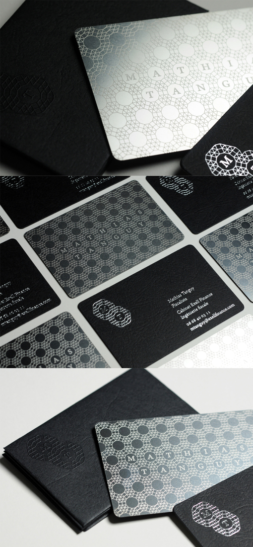 Creative Etched Metal And Paper Laminated Business Card For A Financial Advisor